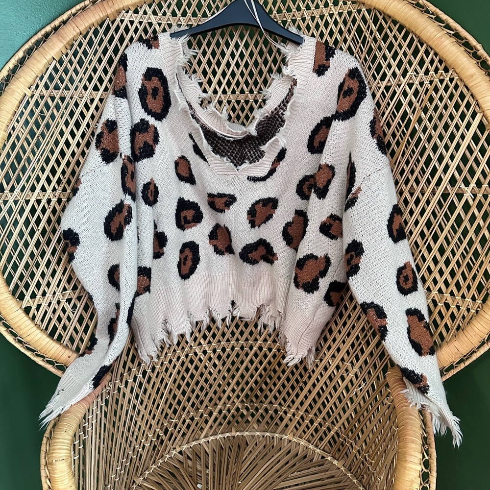 Miracle Cream and Brown Leopard Sweater